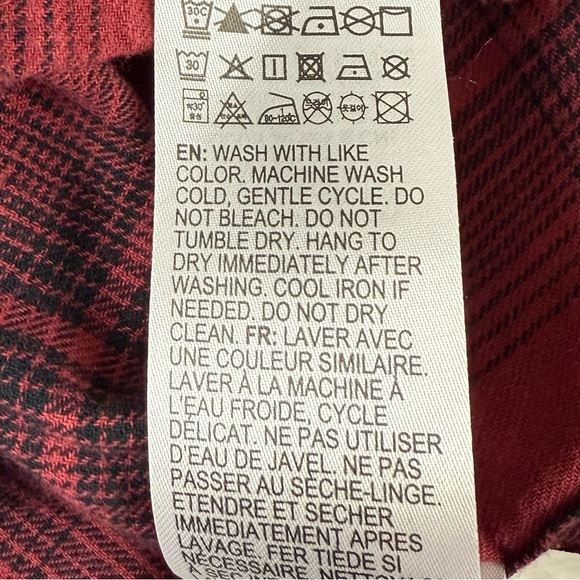 Quiksilver Flannel Shirt Mens Size Large Red Plaid Button Up Cotton - Picture 7 of 11